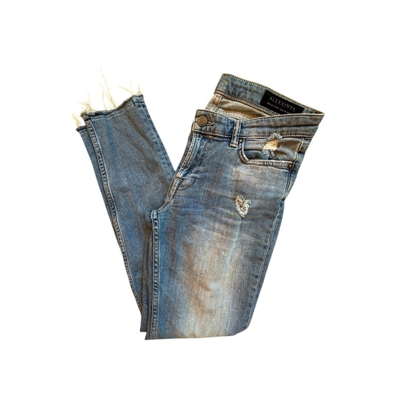 All Saints Denim - ALL SAINTS Jeans‎ Womens Size 28 White Mast Ankle Destroy Low Rise Frayed Hem